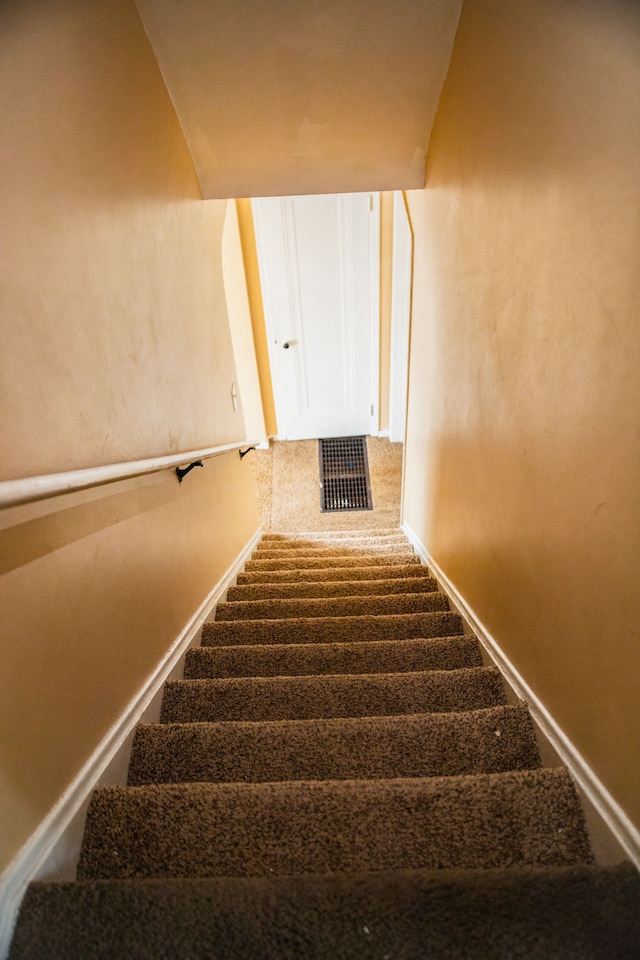 staircase with carpet flooring