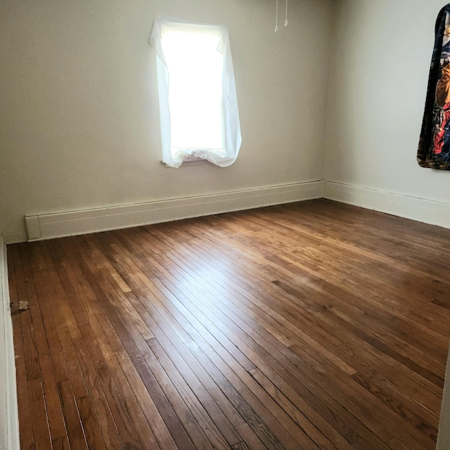 spare room with dark hardwood / wood-style floors