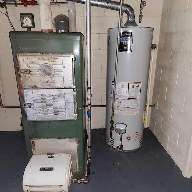 utility room with water heater