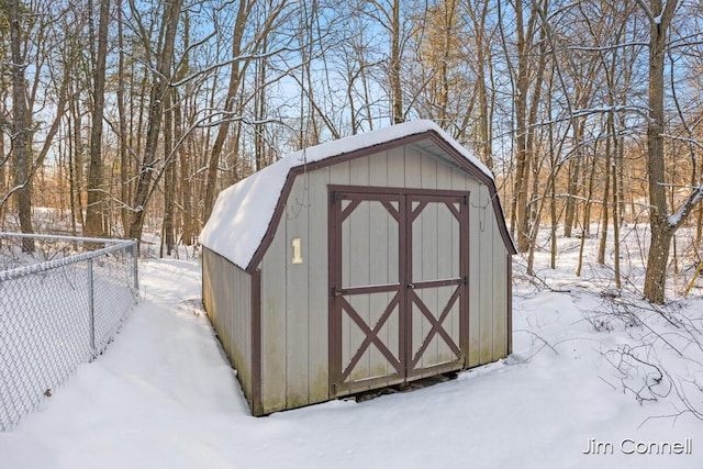 view of snow covered structure