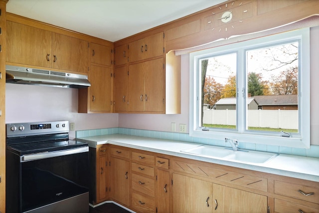 kitchen featuring electric range and sink