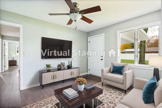 living room with hardwood / wood-style floors