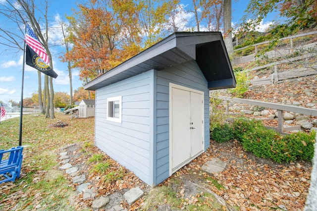 view of shed