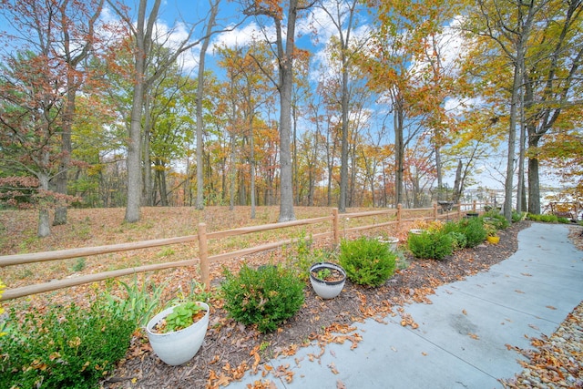 view of yard with fence