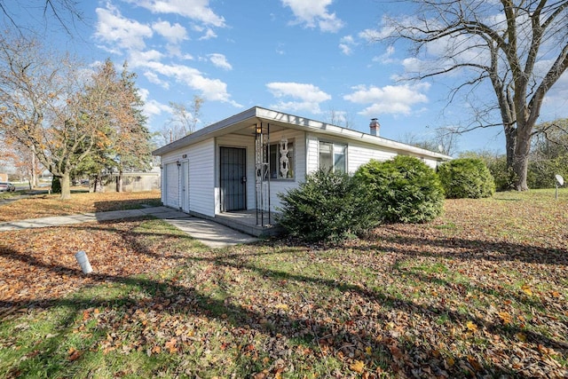 exterior space with a garage