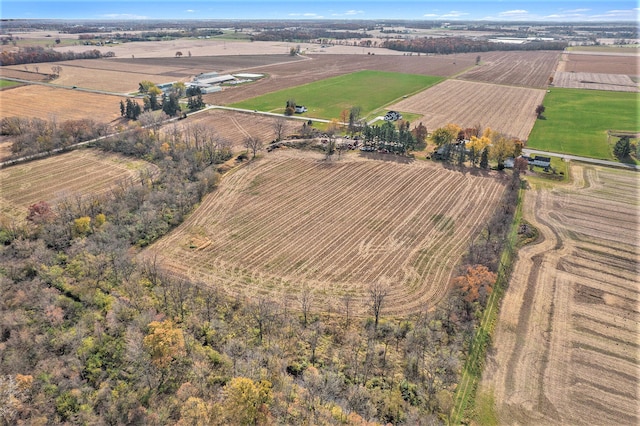 birds eye view of property featuring a rural view