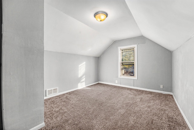 additional living space featuring carpet floors and lofted ceiling