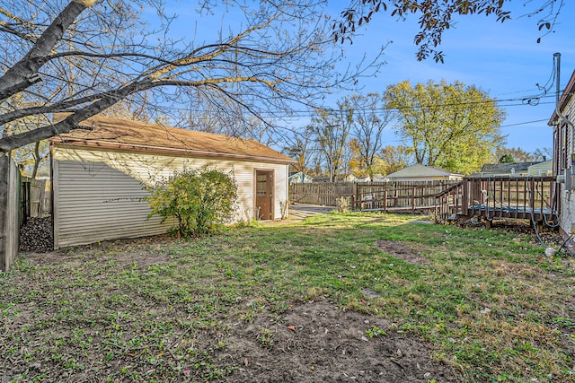 view of yard featuring a wooden deck