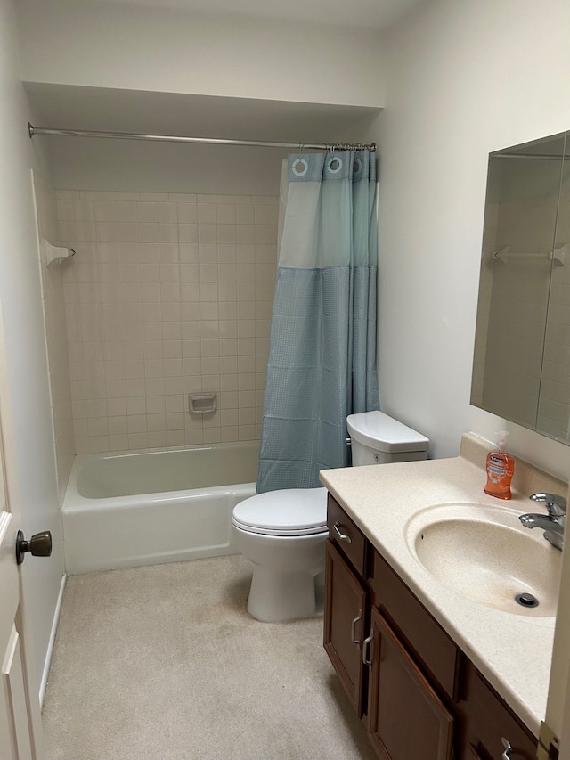 2369 E Golden Shores Dr, Fenton, MI 48430 - bathroom featuring vanity, shower / bath combination with curtain, and toilet