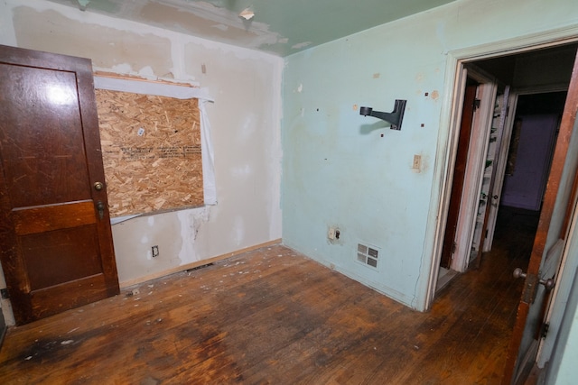 interior space with dark hardwood / wood-style floors