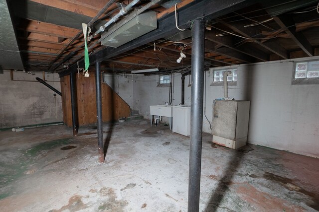 16226 Mark Twain St, Detroit, MI 48235 - below grade area with washer / clothes dryer and a sink