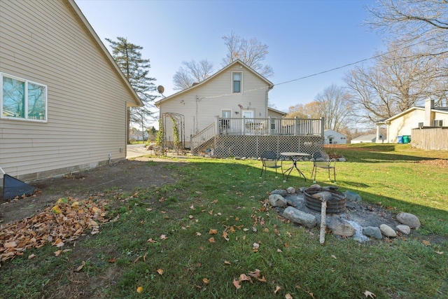 view of yard with a deck