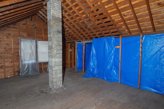 view of unfinished attic