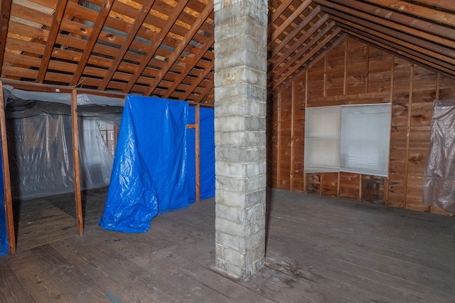 view of unfinished attic