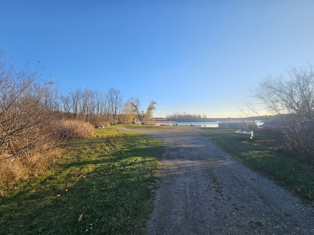 view of street featuring a water view