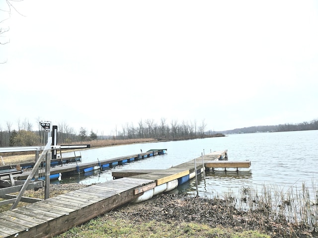 view of dock featuring a water view