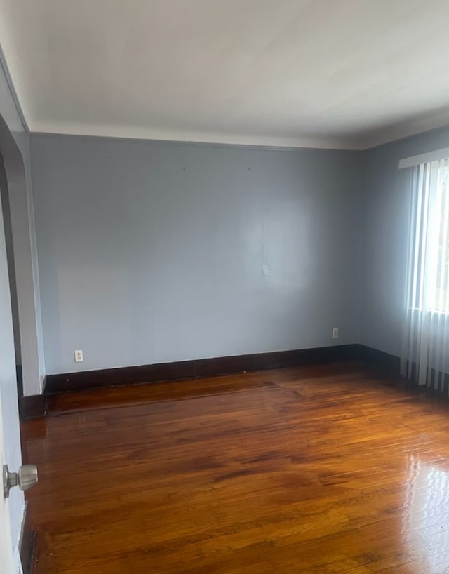 spare room with dark hardwood / wood-style floors