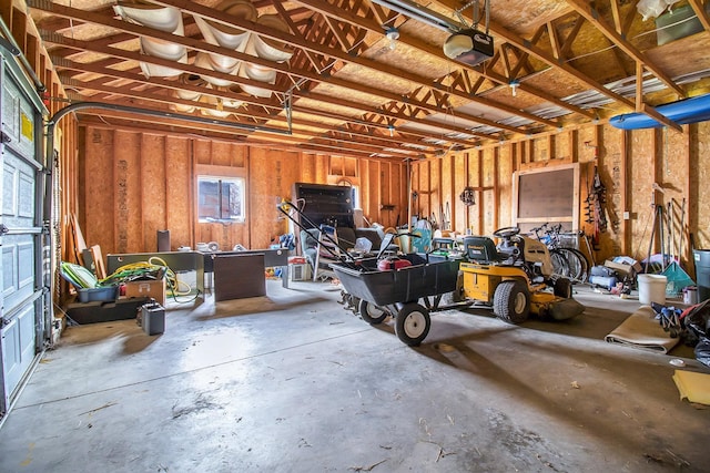 garage with a garage door opener