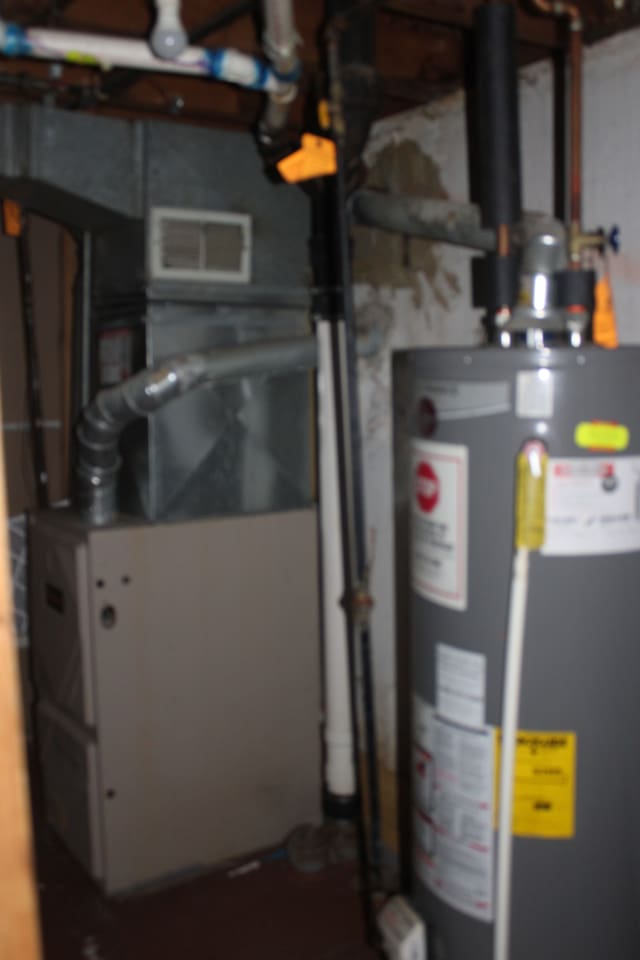 utility room featuring water heater