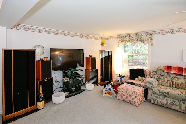 living room featuring carpet flooring