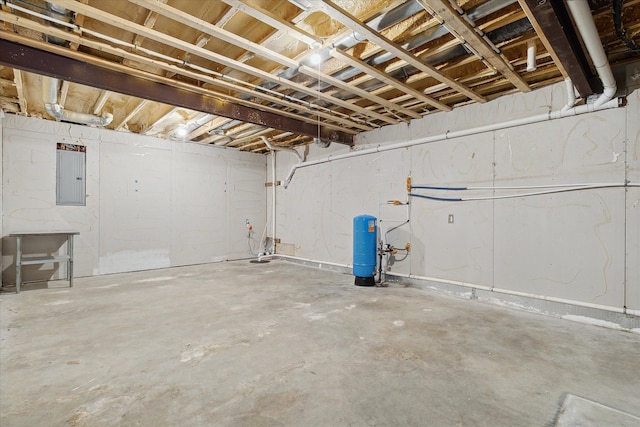 basement with electric panel