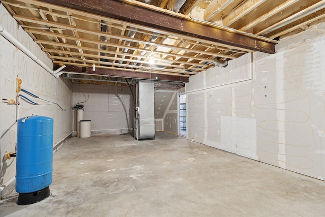 basement with heating unit