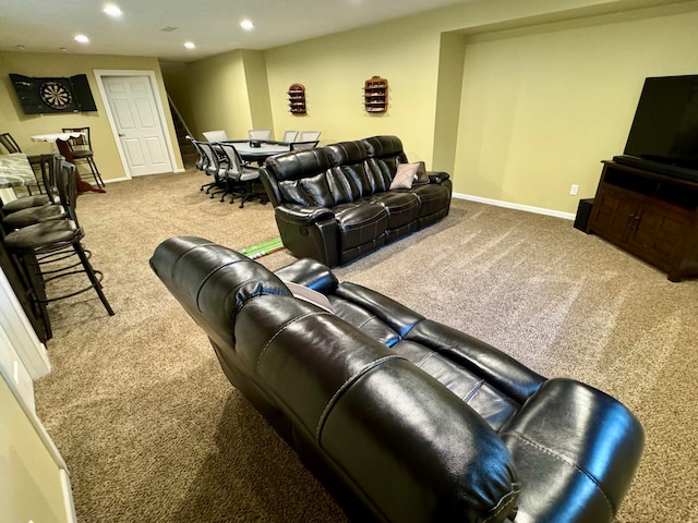 living room featuring carpet flooring