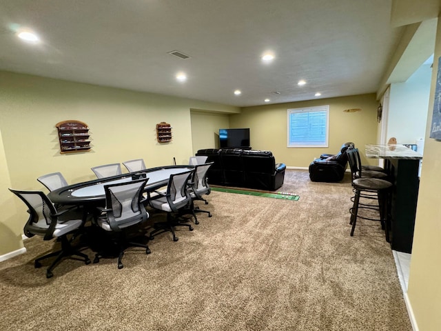 view of carpeted office space