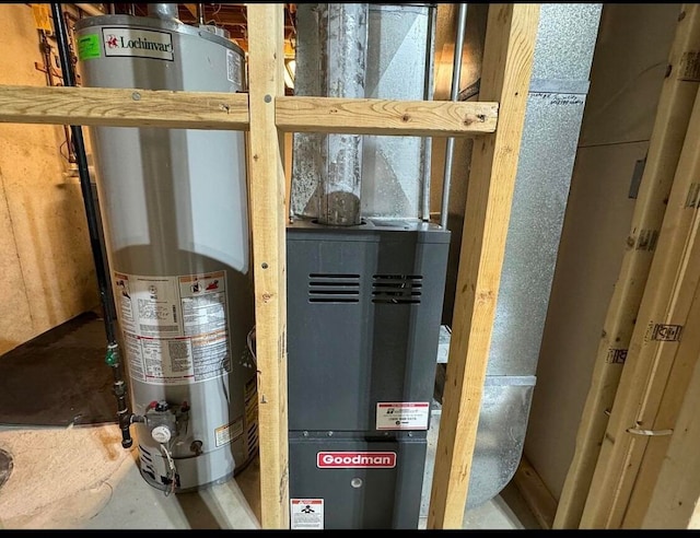 utility room featuring water heater