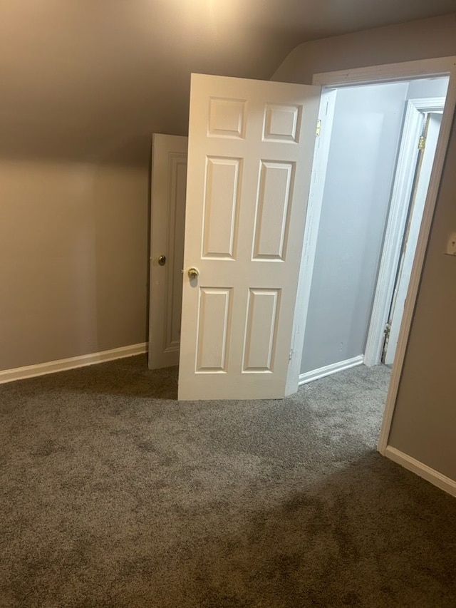 interior space with carpet and lofted ceiling