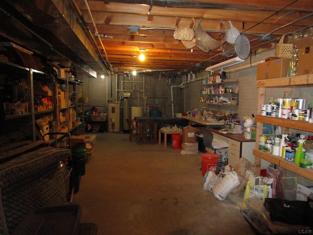 basement with electric water heater