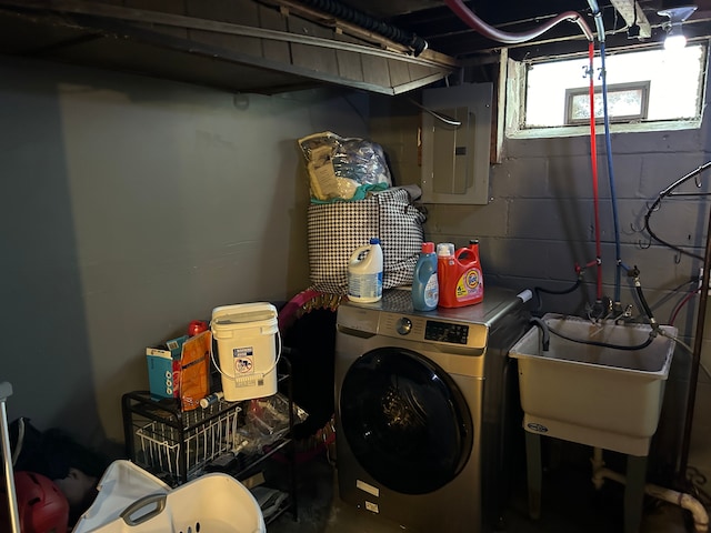 12644 Corbett St, Detroit, MI 48213 - washroom featuring washer / dryer and electric panel