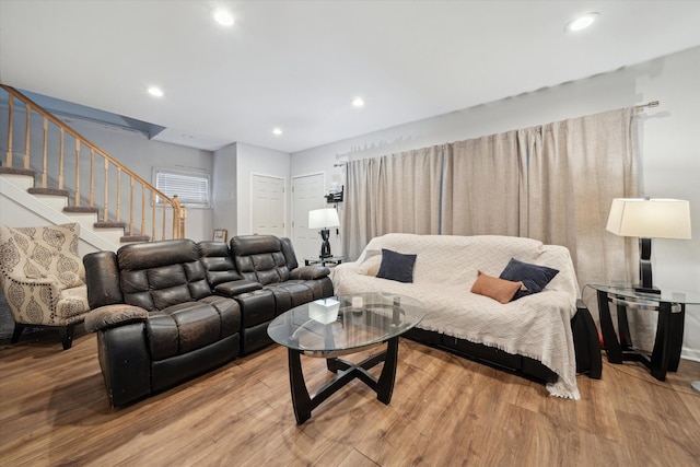 living room with light wood-type flooring