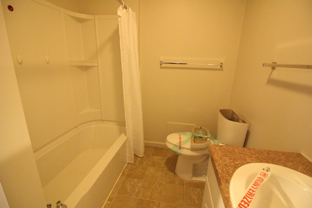 16117 Jackson St, Taylor, MI 48180 - full bathroom featuring tile patterned flooring, vanity, toilet, and shower / bath combo with shower curtain
