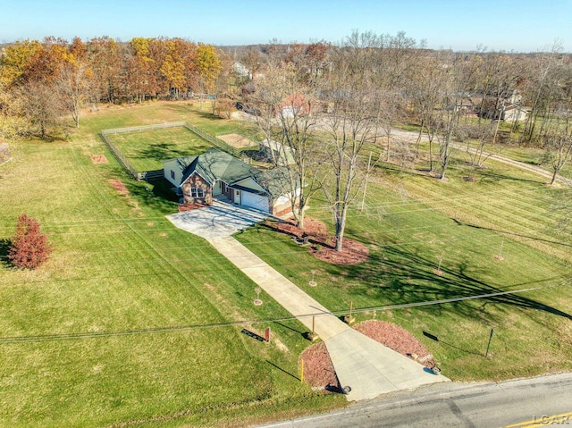 drone / aerial view with a rural view