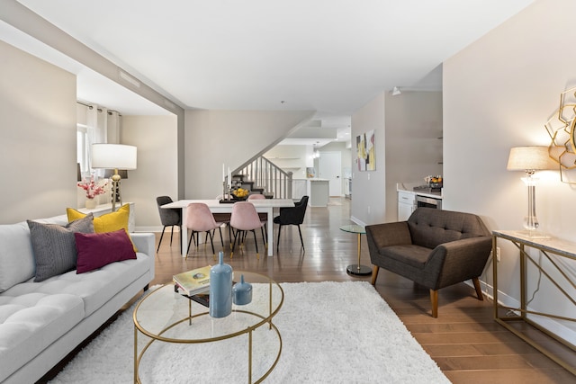 living room featuring wood-type flooring