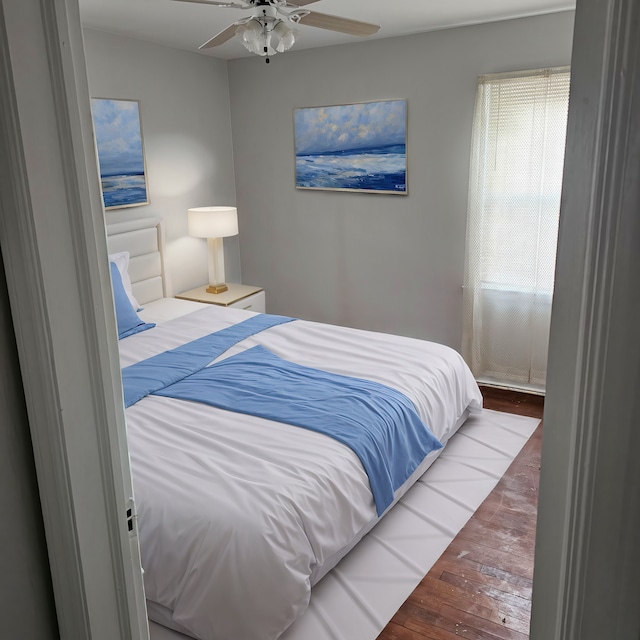 1453 S Merriman Rd, Westland, MI 48186 - bedroom featuring ceiling fan and hardwood / wood-style floors