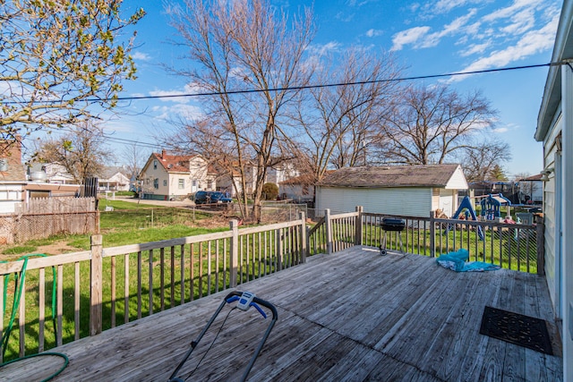 deck featuring a yard