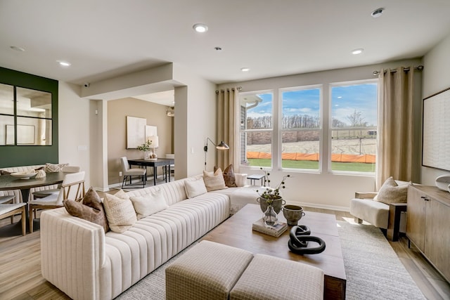 living room featuring light hardwood / wood-style flooring