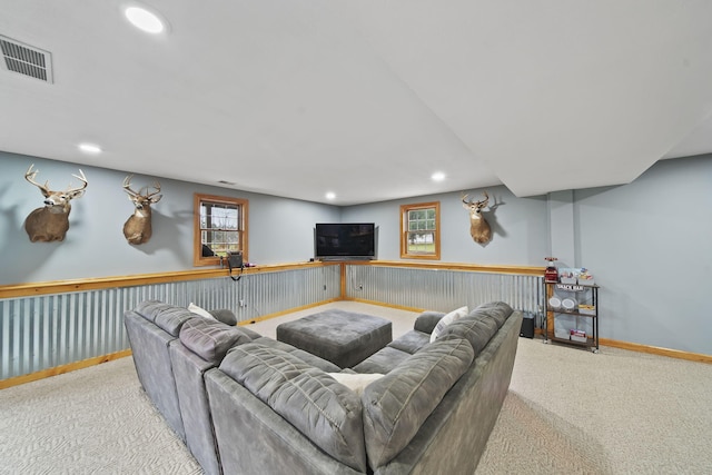 living room featuring carpet floors