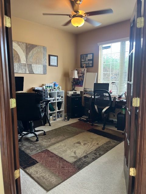 22031 Goldenwillow Dr, Macomb, MI 48044 - office space featuring carpet flooring and ceiling fan