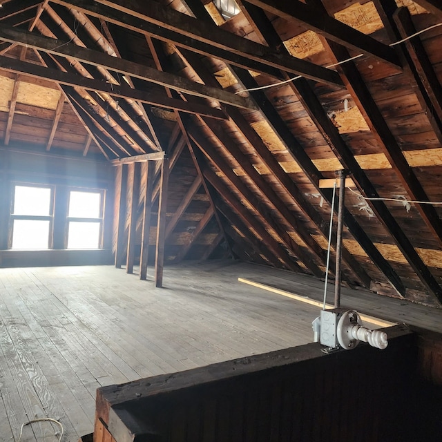 view of unfinished attic