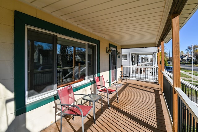 wooden deck with covered porch