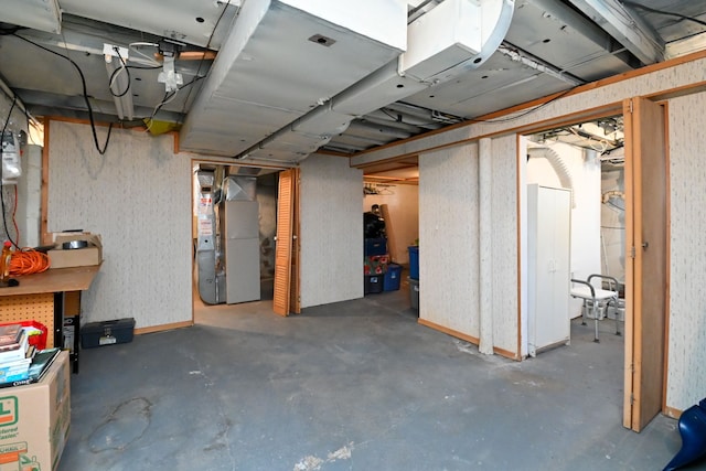 basement with heating unit