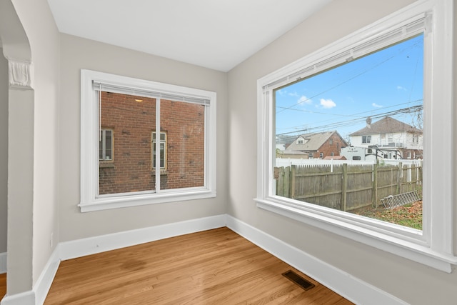 spare room featuring wood-type flooring