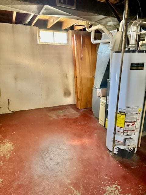 basement with water heater