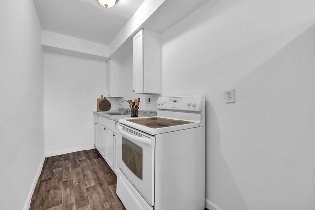 10420 Whittier St, Detroit, MI 48224 - washroom featuring a sink, baseboards, and dark wood-style flooring