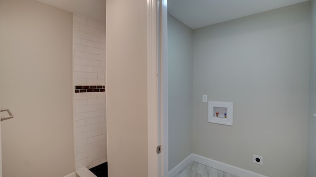 washroom featuring hookup for a washing machine, baseboards, laundry area, and electric dryer hookup