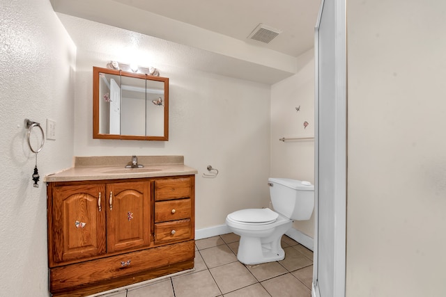 bathroom featuring tile patterned floors, vanity, and toilet