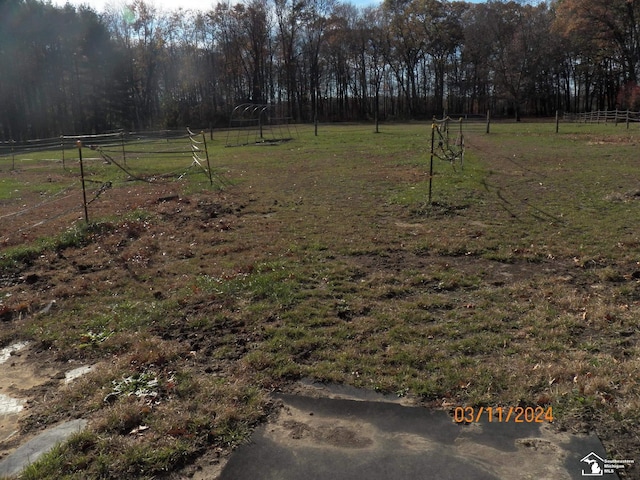 view of yard with a rural view